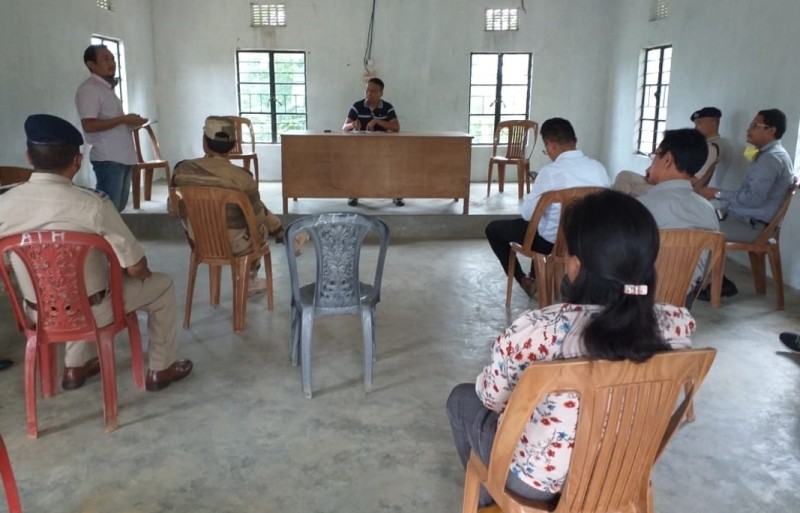 Members of Block Task Force Bhandari for COVID-19 during consultative meeting on COVID-19 held at the conference hall of the Additional Deputy Commissioner Bhandari on June 26. (DIPR Photo)